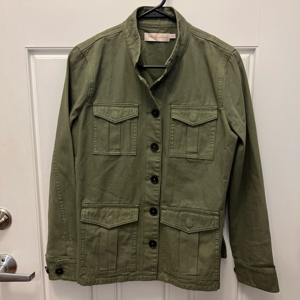 Tory Burch Olive Green Military Style Utility Jacket